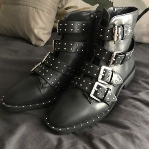 Black studded booties